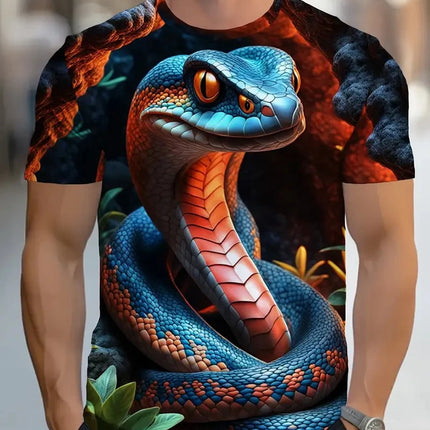 Fashion 3D Printed Horror Snake Graphic T Shirt For Men Personality Oversized T-shirt Summer Hip Hop Short Sleeve O-neck Tops