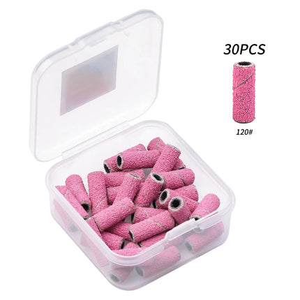 50Pc 3.1mm Mini Nail Sanding Bands 120# 80# 240# Cuticle Polishing Sand Ring Stainless Steel Nail Drill Bit Gel Remove Tools Set