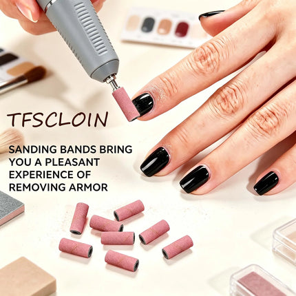 50pcs/Box Sanding  Bands For Electric Manicure Machine 80/150/180/240 Grit Nail Drill Grinding Bit Files Pedicure Tool Set