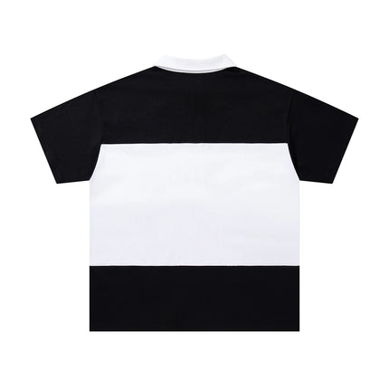 Contrast Color Embroidery Striped Polo Tshirts for Men and Women Shinning Diamond Cotton Loose Summer Tshirts Oversized