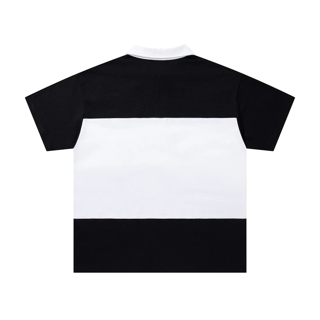 Camisetas polo a rayas con bordado de color contrastante para hombres y mujeres, camisetas de verano sueltas de algodón con diamantes brillantes, tallas grandes