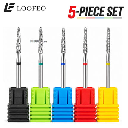 5pcs Stainless Steel Nail Drill Bit for Gel Removal Cuticle Burr Bits Milling Cutter For Manicure Pedicure Nail E-File Bit Set