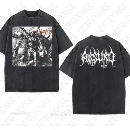 Black Metal Absurd Washed T Shirt Band Gothic Gift Mens Clothing Graphic Vintage Hip Hop T-shirt Streetwear Tees Short Sleeve