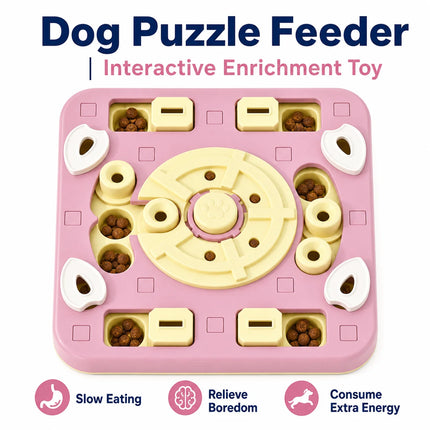Dog Puzzle Feeder InteractiveTreatDispensing Slow Feeder Bowl, IQ Training Anti-slip Biteproof PetToyFor Small Medium Large Dogs