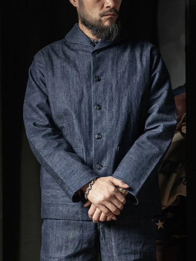 Chaqueta de trabajo de cubierta para marineros, vaquera, vintage, Rugged Bronson 1922 USN, de mezclilla índigo