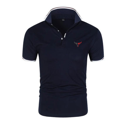 2025 Men New Sport Bull Pattern Six-color Polo Shirts Stand Collar Breathable Sport T-shirt Summer Fashion Short Sleeve