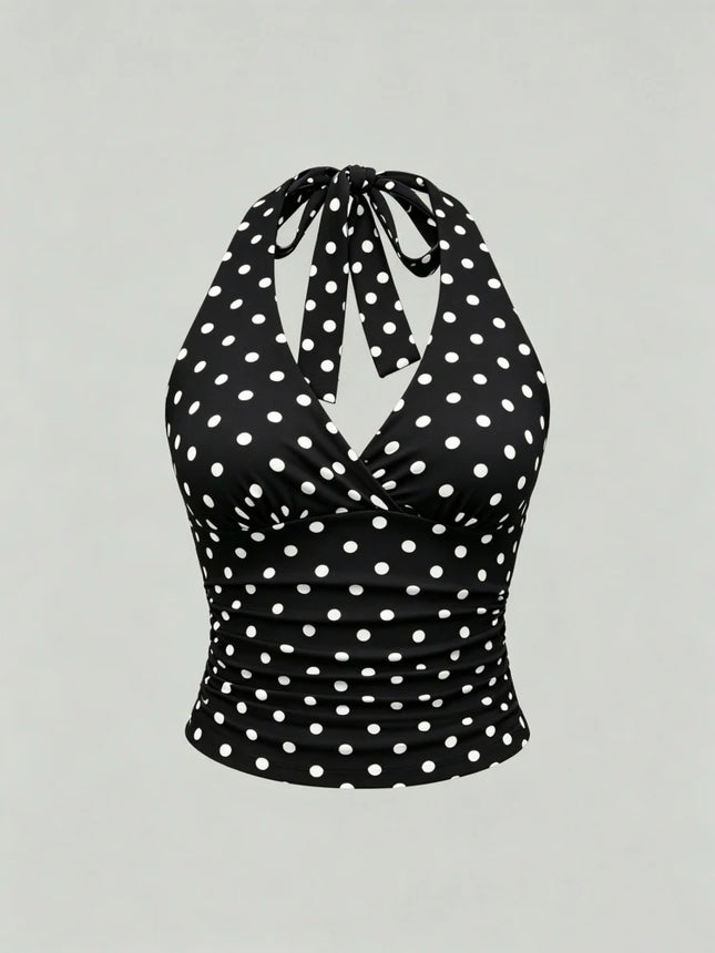 Leopard Printed V-neck Backless Halter Crop Top for Women Summer Sexy Y2K Sleeveless Ruched Top - product image 9