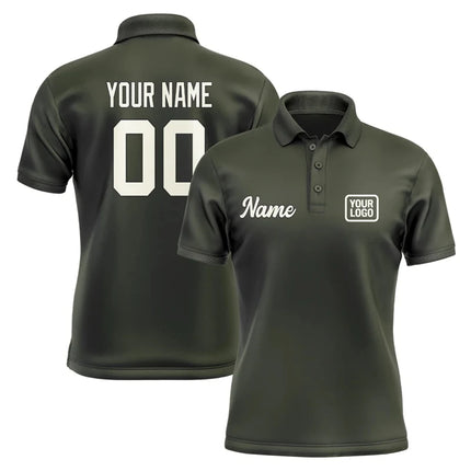 Personalized DIY Dark Olive Polo Shirts Customized Name Team Name Logo Number Team Uniforms Loose Darts Bowling Billiards Tops