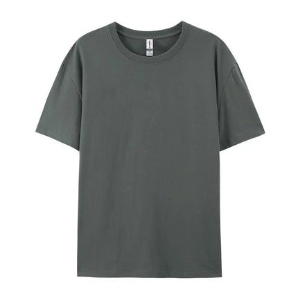 100% Cotton Solid T-shirts Sporty Short Sleeve Tees Casual White Black Clothing Loose O-Neck Summer Tops