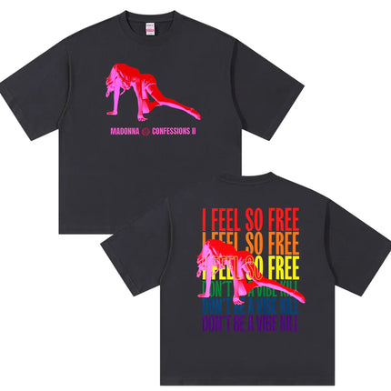 Madonna Confessions II Album Graphic T Shirts I Feel So Free Pop Music T-Shirt Men Women Retro Fashion Short Sleeve Tshirt 2026