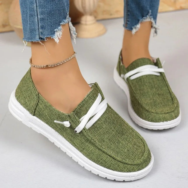 Women Canvas Shoes Women Casual Sneakers Breathable Loafers Comfortable Solid Color Soft Sole Shoes