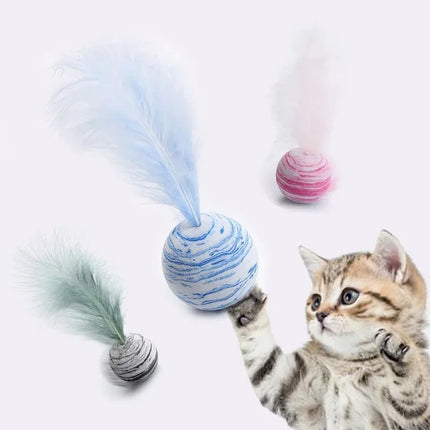 Pet Cat Interactive Toy Star Foam Ball With Feather EVA Lightweight Throwing Play Ball Star Pattern Funny Chewing Toy For Daily