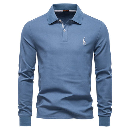 2025 Autumn Polo Shirt Men Embroidery Long Sleeve Cotton Rich Blend Breathable Polos Solid Color Business Golf Polo Shirts Male