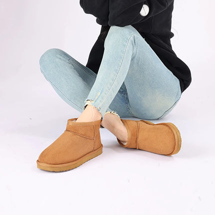 Litfun Women Winter Snow Boots Classic Fur Plush Ankle Snow Boots Brand Outdoor Antiskid Short Boot Warm Fuzzy Home Cotton Shoes