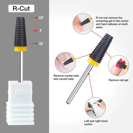 Black Ceramic Nail Drill Bit For Electric Drill Machine 3/32" Shank Milling Cutter Fast Remove Acrylic Or Hard Gel