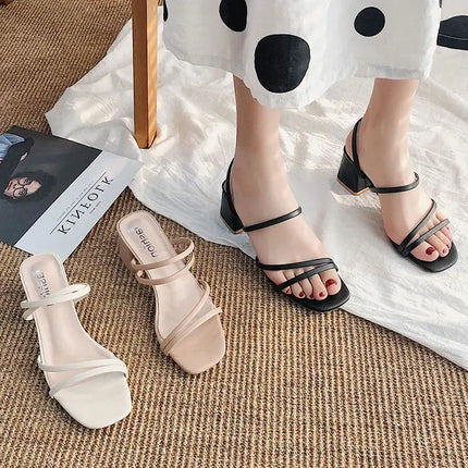 Women High Heel Sandals Summer Casual Female Shoes Woman Square Heel Open Toe Ankle Strap Ladies - product image 4