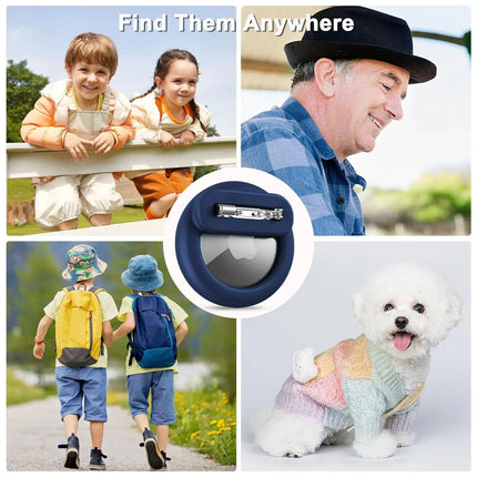 RGEEK Silicone Airtag Holder with Safety Pins AirTag GPS Tracker Case for Children Kids Elderly Hidden Inside Clothes Backpack