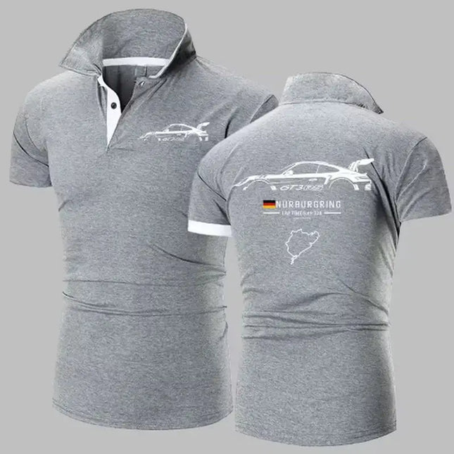 911 GT3 RS Heavyweight Polo Shirt | Nürburgring Track F1 Polos Shirts Men's Solid Color High Quality Short Sleeve Polo TShirt