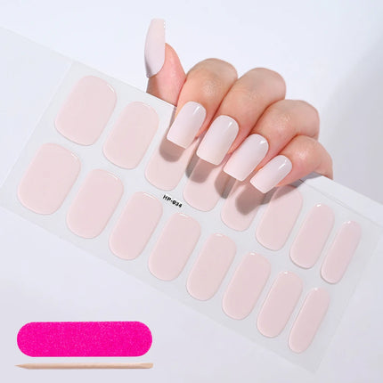Semi Cured Wraps Fast Gel Nail Sticker Soild Nail Gel Wraps Adhesive Full Cover Gel Nail Decal UV Lamp Cured Manicure Decoration