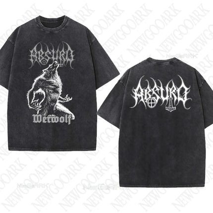 Black Metal Absurd Washed T Shirt Band Gothic Gift Mens Clothing Graphic Vintage Hip Hop T-shirt Streetwear Tees Short Sleeve