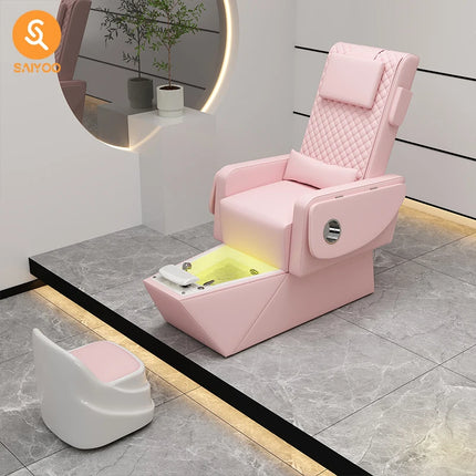 Comfort Soft Pink Pedicure Chair with Seat Cover Ideal for Nail Salon