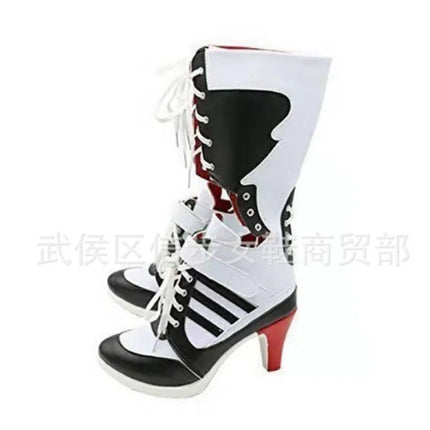 Personalized Designer Women Boot Autumn Novelty Hollow Out Single Boot Lace Up Black White Knee Boots Large45 Medium Single Boot
