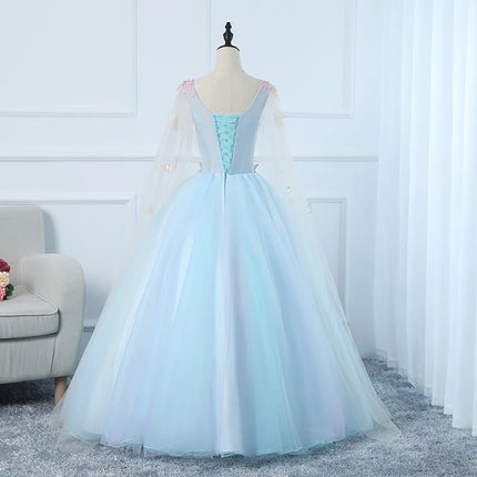 Customized Sky Blue Ball Gown Quinceanera Dresses Tulle Appliques Prom Birthday Party Gowns Formal Occasion Vestido De Noche