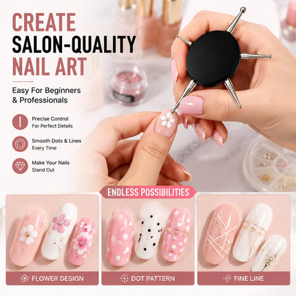 6 In 1 Nail Art Dotting Tools Different Head Flying Disc Nail Drill Point Multi-Use Nail Tools Dot Painting Pen DIY Nail Look