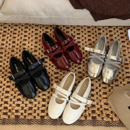 Flat Mary Jane Shoes, 2026 Spring and Autumn New Style, Belt Buckle, Retro Shallow Toe Single Shoes