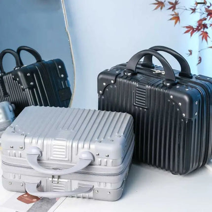 Hot Cosmetic Box 14 inch Mini Travel Suitcase Cosmetic Box Hand Luggage Organizer Makeup Case Small Password Box Boarding Case