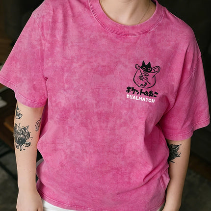 Women Cartoon T-Shirts Vintage Summer Harajuku Kawaii Cat Printed Short Sleeve Tees Couple Streetwear Loose Clothes Cotton Tops