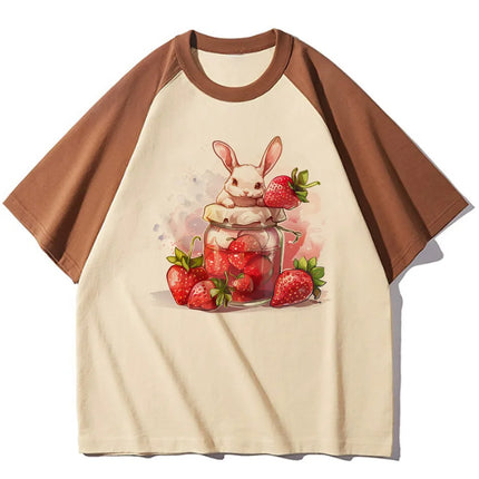 Strawberry t-shirts women elegant Tee girl Japanese graphic streetwear clothing