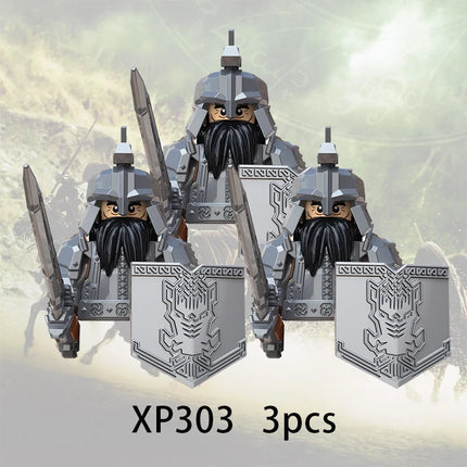 3pcs Lord Rings Elves Orcs Army Dwarf Rohan Mini Action Toy Figures Building Blocks Assembly Toys for Kids Birthday Gift