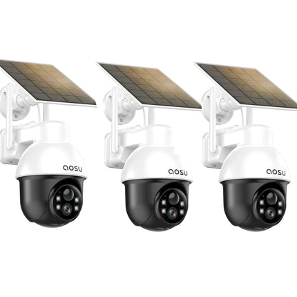AOSU 3MP PTZ Solar Security Camera Built-in Battery Wireless 2.4Ghz WIFI Camera PIR AI Detection 2-Way Audio Outdoor CCTV Camera
