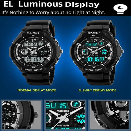 Skmei Kid's Digital Sport's Watches Boy Girl Fashion Dual Time Children Led Waterproof Electronic Wristwatch Relogio Masculino