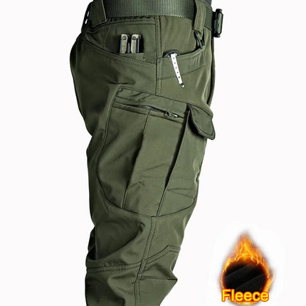 2025 Flap Pocket Men's Fleece Straight Leg Cargo Pants, Loose Casual Tactical Pants, Mens Work Pants for Hiking Climbing
