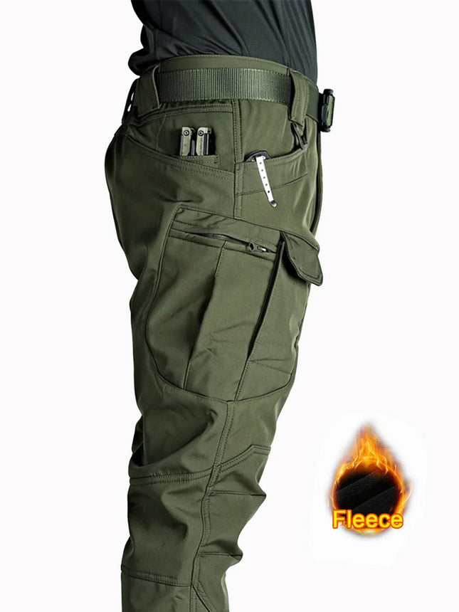 Pantalones cargo de pierna recta de vellón para hombre con bolsillos de solapa 2025, pantalones tácticos holgados informales, pantalones de trabajo para hombre para senderismo y escalada