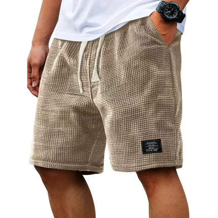 Summer Men's Waffle Texture Casual Sports Beach Shorts Quick Dry Trendy Versatile Bermuda Shorts Streetwear Lightweight Pants