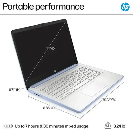 HP 14" HD LED Ultra Light Laptop with 1-Year Microsoft 365,Intel Processor N150,Up to 16GB RAM,384GB Storage (128GB UFS+256GB SD Card),Windows 11 S