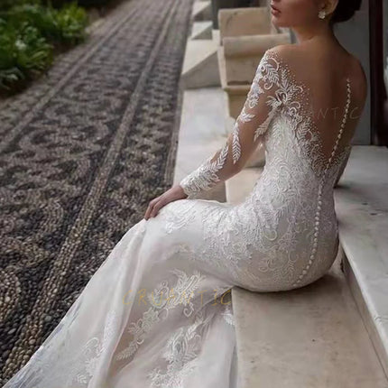 New Designs Mermaid Wedding Dress Luxury Women Birthday Prom Dinner Gowns Custom Applique Princess V-neck Evening Dress 2025
