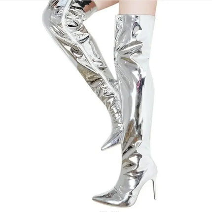 Women Boots Black Platform Pointy Toe Sexy High Thin Heels Over the Knee Long Boots Autumn Winter Casual Party Shoes Larg Large