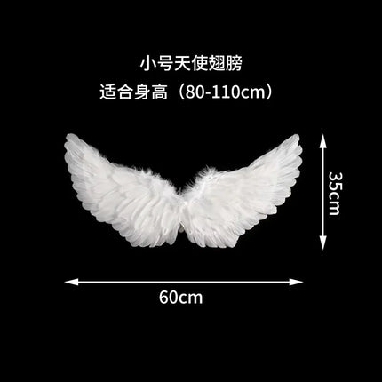 1Pc Kids Adult Party Swallow White Angel Feather Wings Wands Cosplay Elastic Straps Wedding Birthday Halloween Christmas