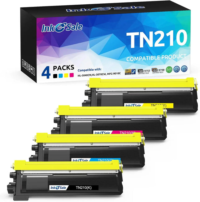 Kompatibler Tonerpatronen-Ersatz für Brother TN210 (KCMY, 4er-Pack), für HL-3040CN HL-3070CW MFC-9010CN MFC-9320CW Drucker