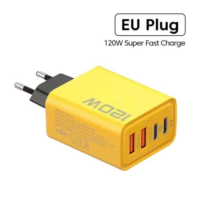4-Port USB C PD Charger Quick Charge 3.0 Type C Fast Charging Adapter for iPhone 16 15 Samsung Xiaomi Huawei - Mobile Phone Chargers