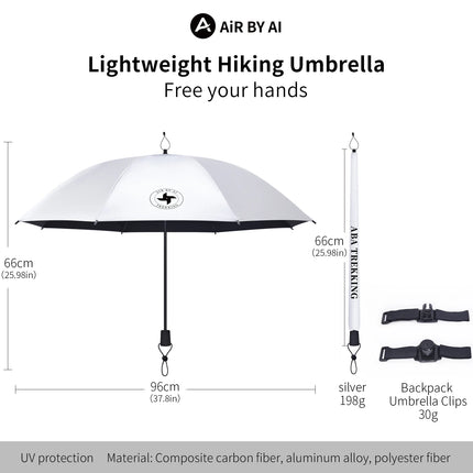 Ultralight Hiking Umbrella Outdoor Trekkin Long Umbrella Hands-Free UV Protection Umbrella Clip for Backpacks Sun & Rain Outdoor