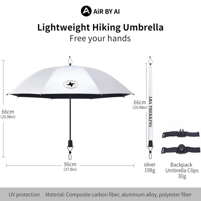 Ultralight Hiking Umbrella Outdoor Trekkin Long Umbrella Hands-Free UV Protection Umbrella Clip for Backpacks Sun & Rain Outdoor
