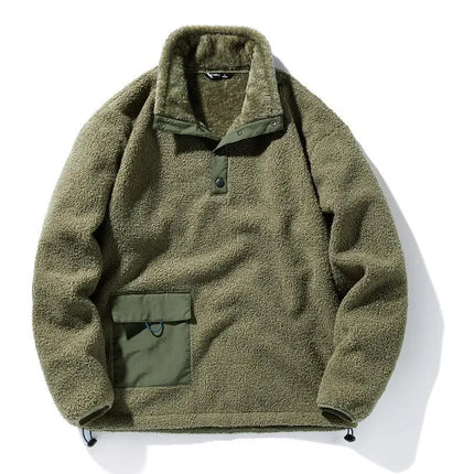 New Fashion Men Winter Fleece Warm Pullover Jackets Half Cardigan Coats Quality Male Loose Sports Casual Coat Sweatshirts Size 5