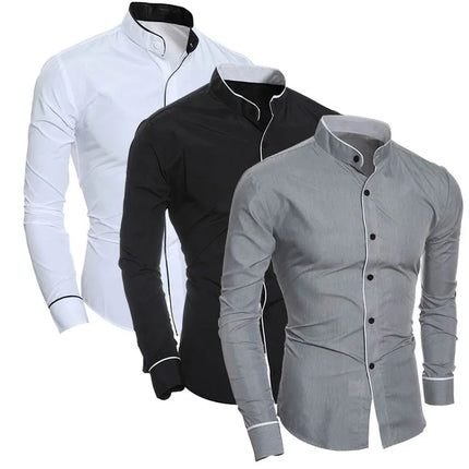 2025 Men Luxury Casual Formal Shirt Slim Fit Long Sleeve White Shirt Male Comfortable Social Dress Shirts Brand Mens Clothing