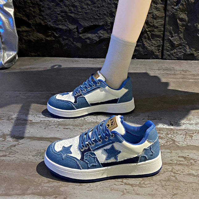 Summer Women's Sneakers New Star Thick Bottom Flat Patchwork Color Ladies Casual Shoes Fashion Anti-slip Women Vulcanize Shoes