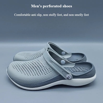 Men's New Summer EVA Mesh Flat Slides Closed Toe Odor Free Non Slip Thick Sole Outdoor Beach Dual Use Slip On Casual Sandals